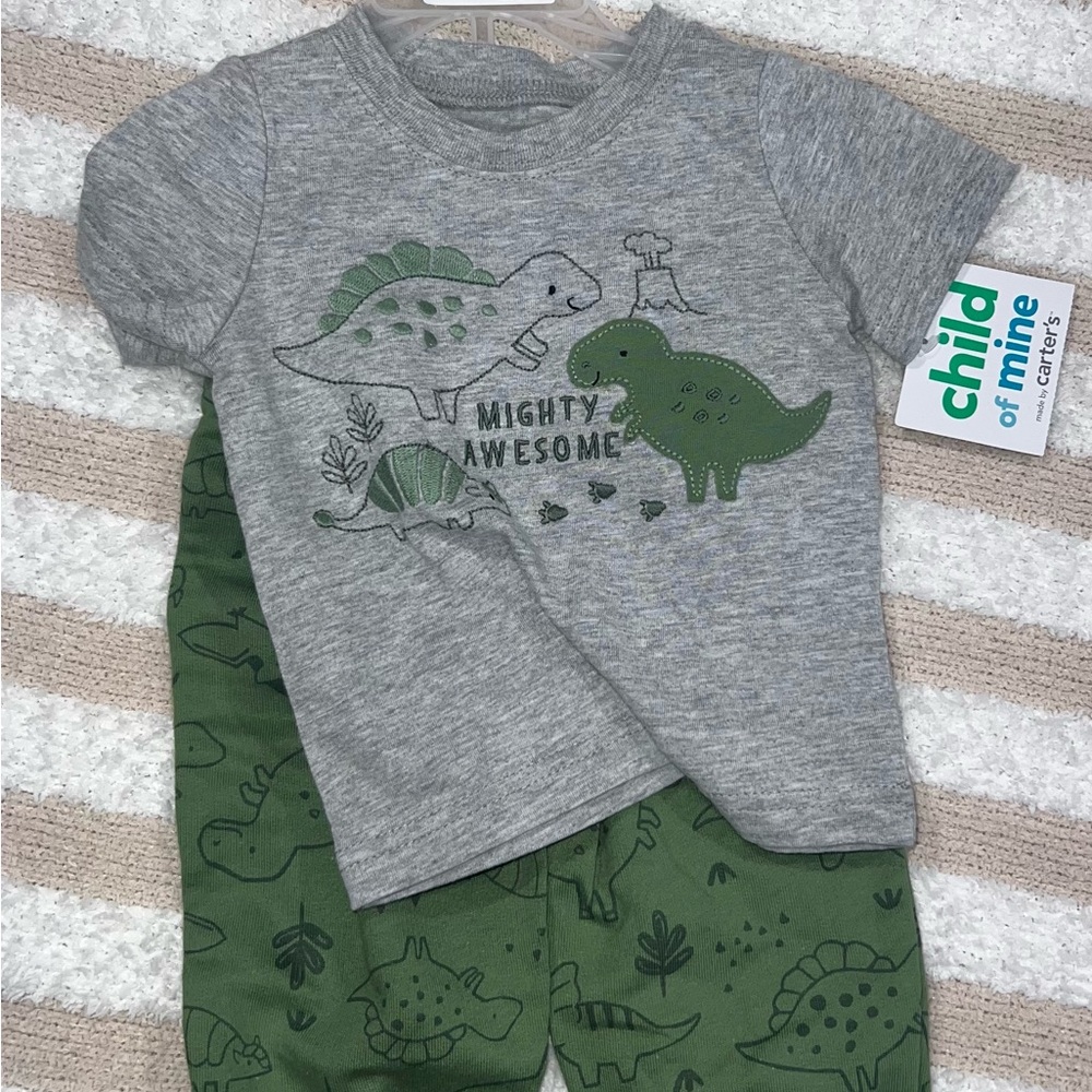 Child of Mine Gray and Green Dinosaur Set